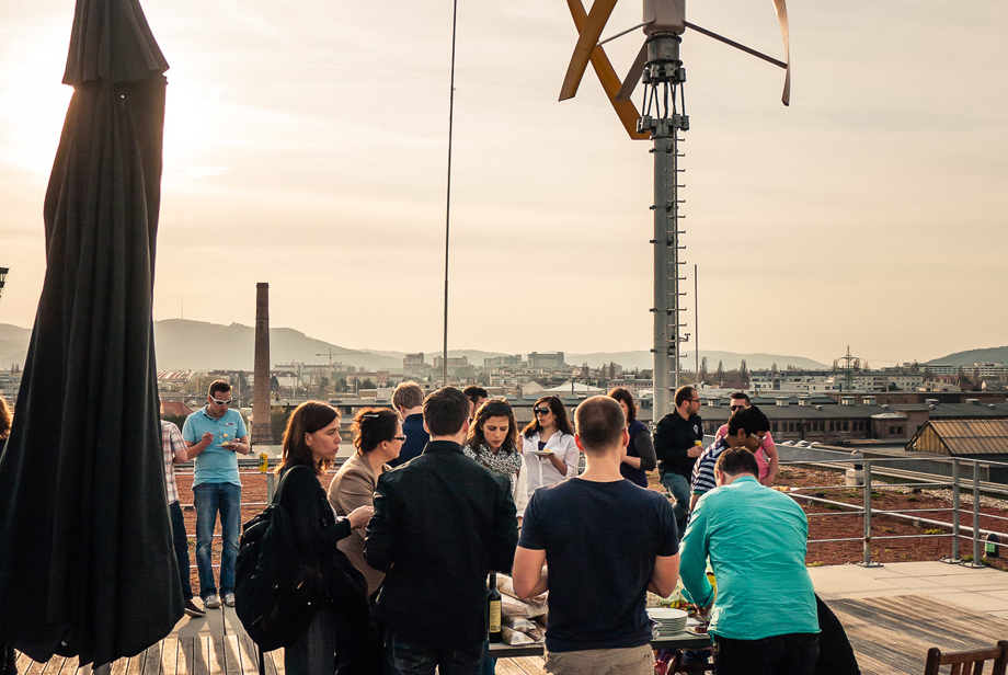 Casual evening on the roof of the AIT with the entire team