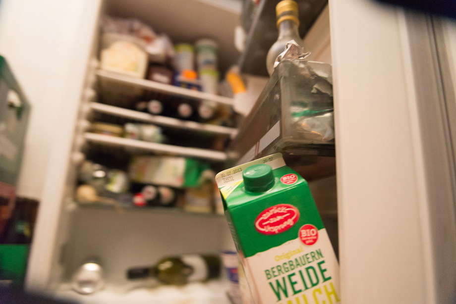 the inside of the fully-stocked refrigerator