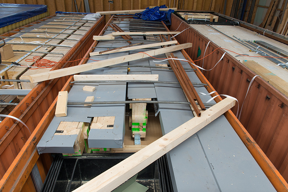 A view of an open top container