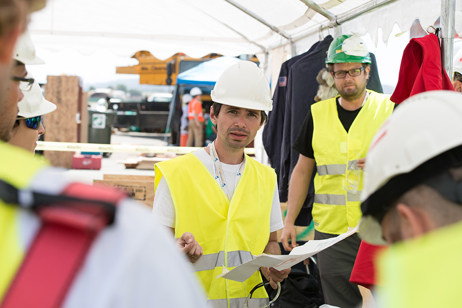 Project manager Greg explaining the plan for the day.