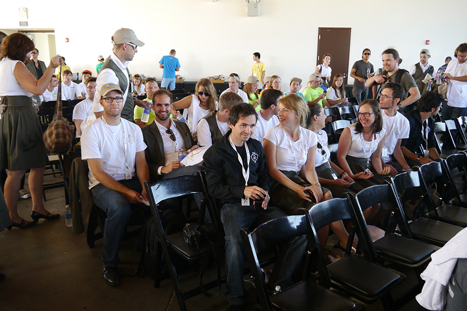 Team Austria gathers at the kick-off meeting.