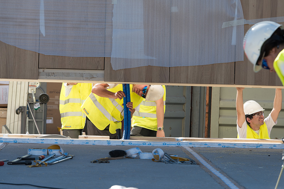 Quick adjustments to the kitchen cores water pipes.