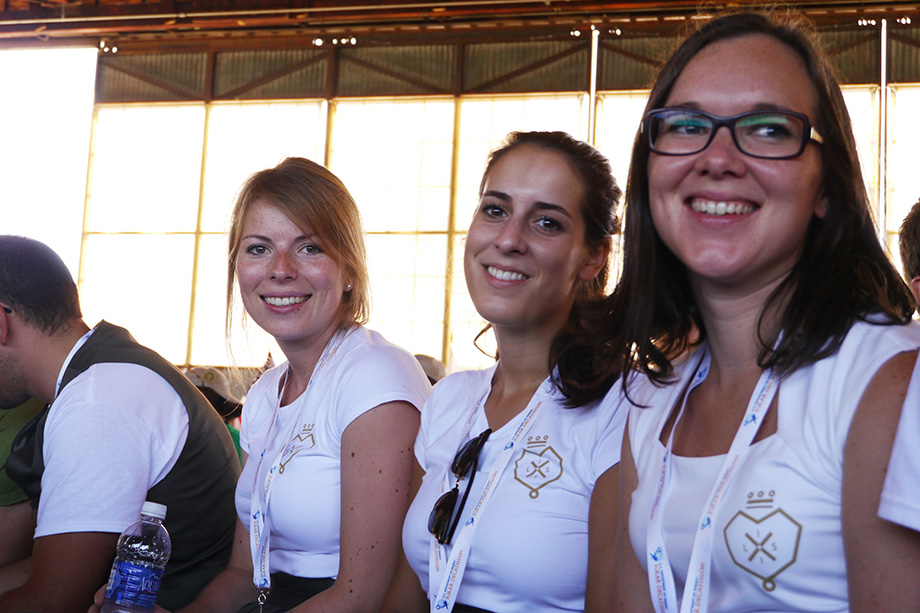 Sigrid, Sandra and Annika in their neat uniforms, looking sharp.