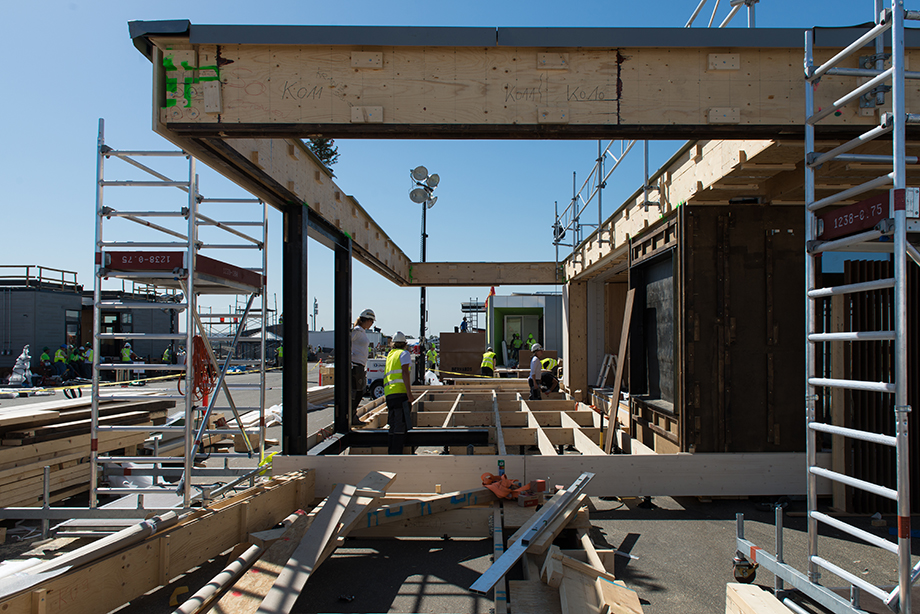 Terrace being installed.